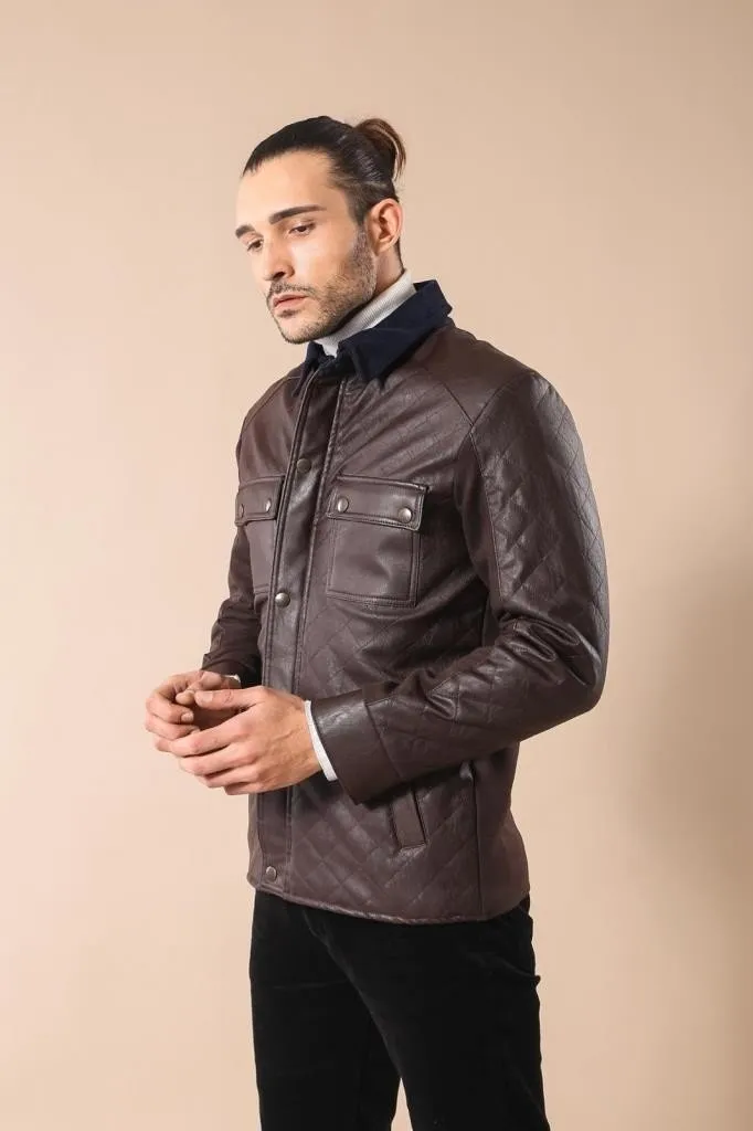 15536 Brown Leather Look Jacket