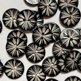 15mm - Black Starburst Shell Button