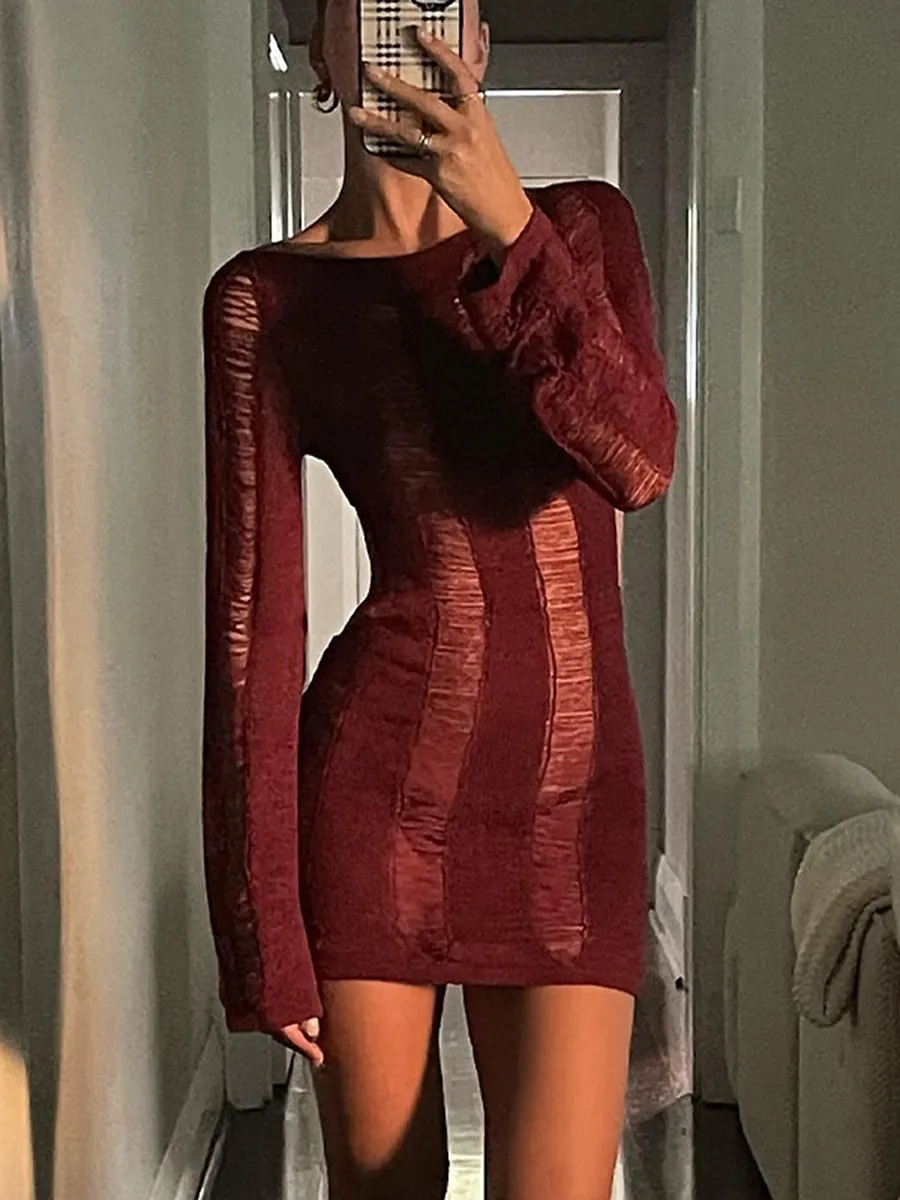 A&A Knitted Cutout Backless Mini Dress