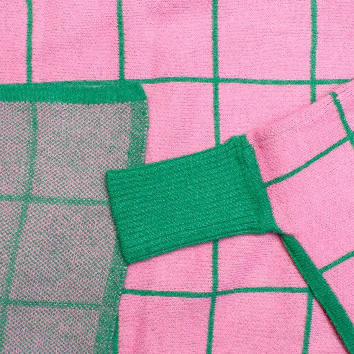 AKA Sorority Plaid Knit Pink Green Poncho