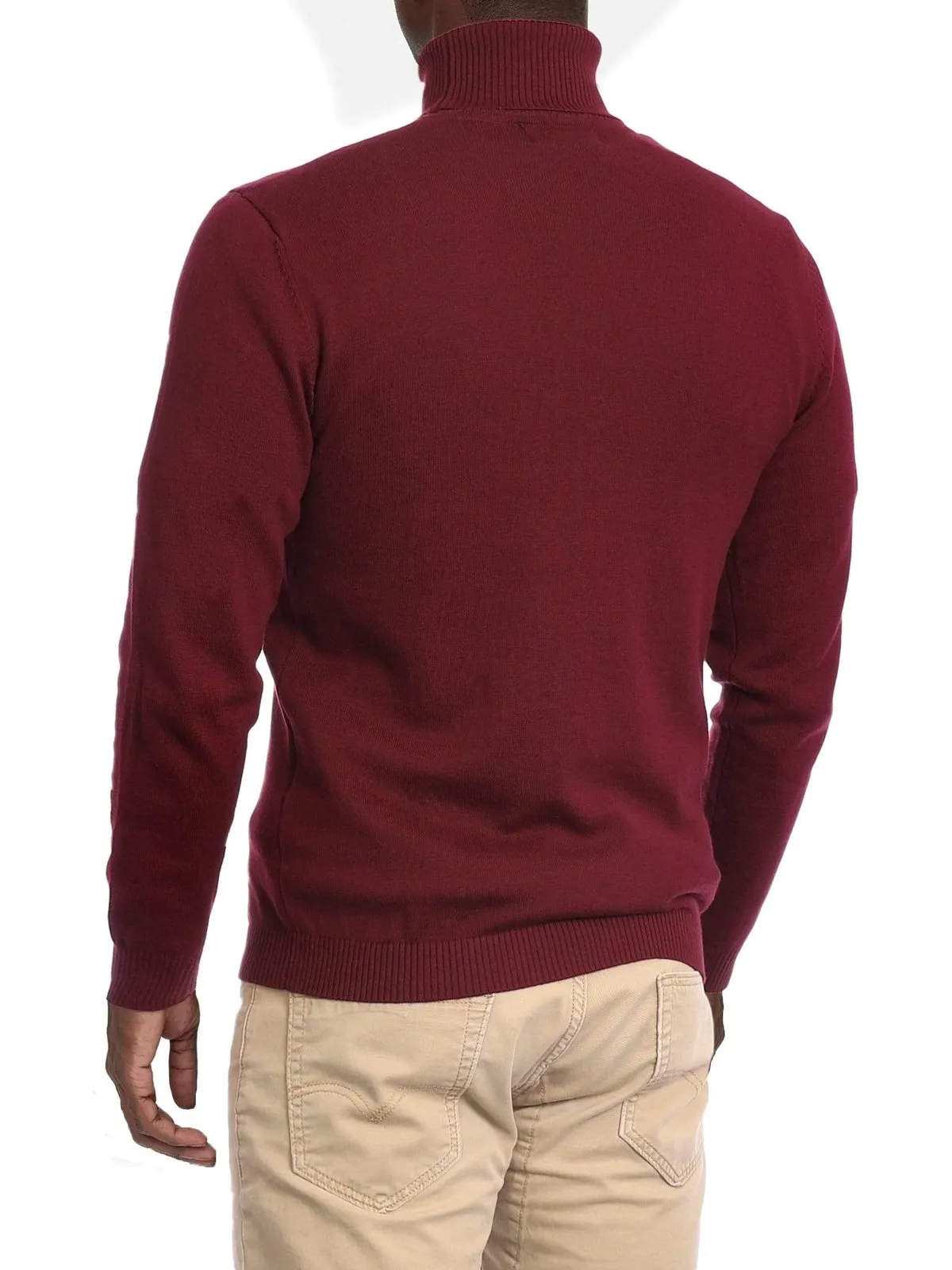 Arthur Black Men's Solid Burgundy Pullover Cotton Blend Turtleneck Sweater Shirt