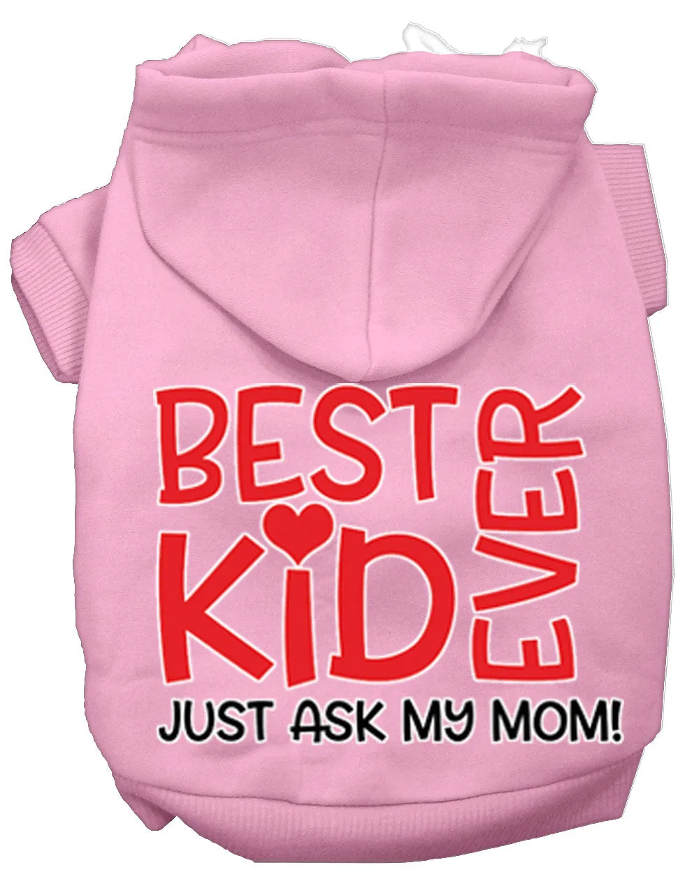 Ask My Mom Screen Print Dog Hoodie Light Pink L