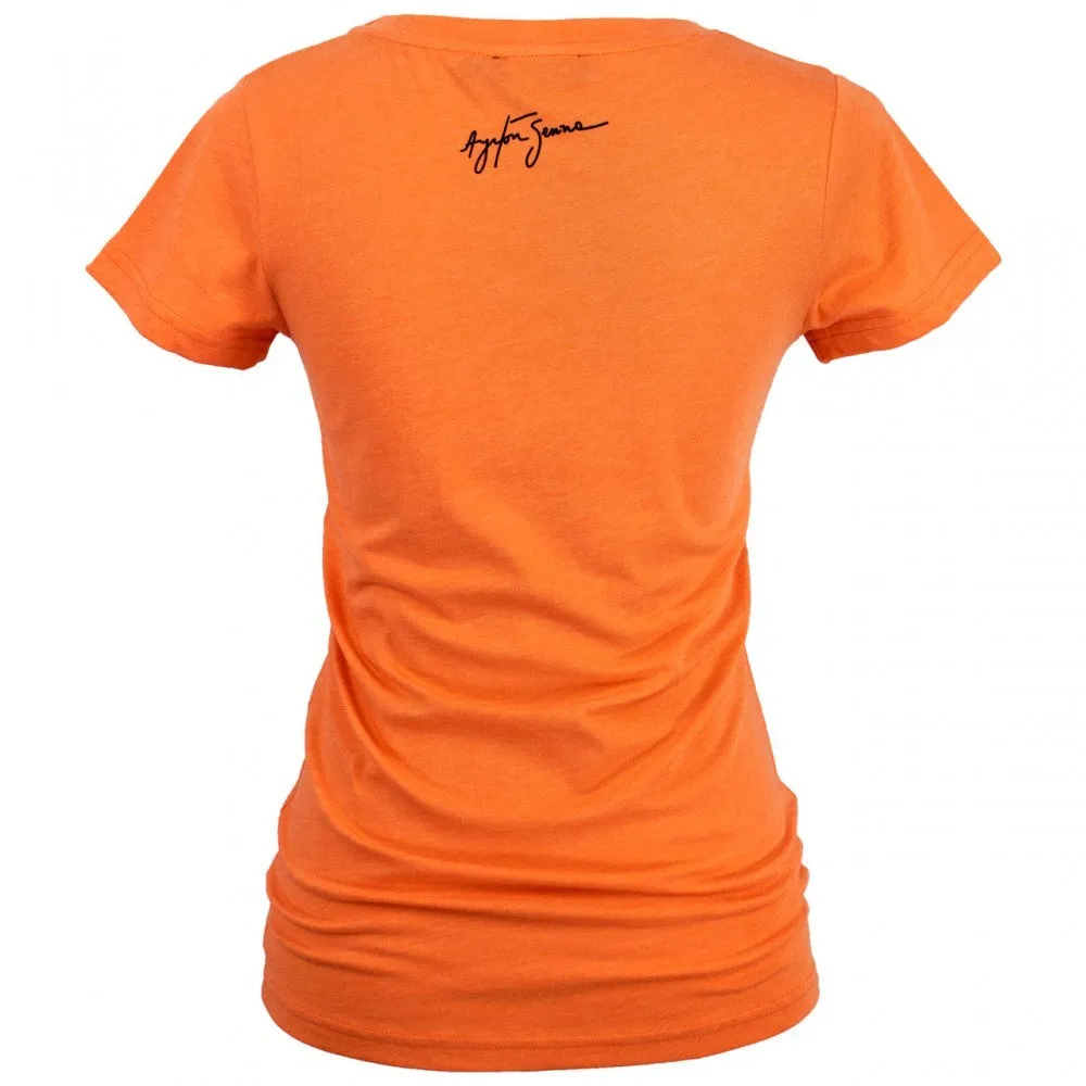 Ayrton Senna Womens T-shirt, Born in Brasil, Orange, 2016