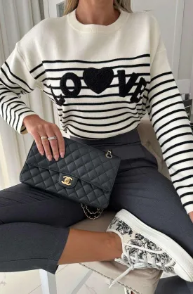 Bella Striped "love" knitted jumper