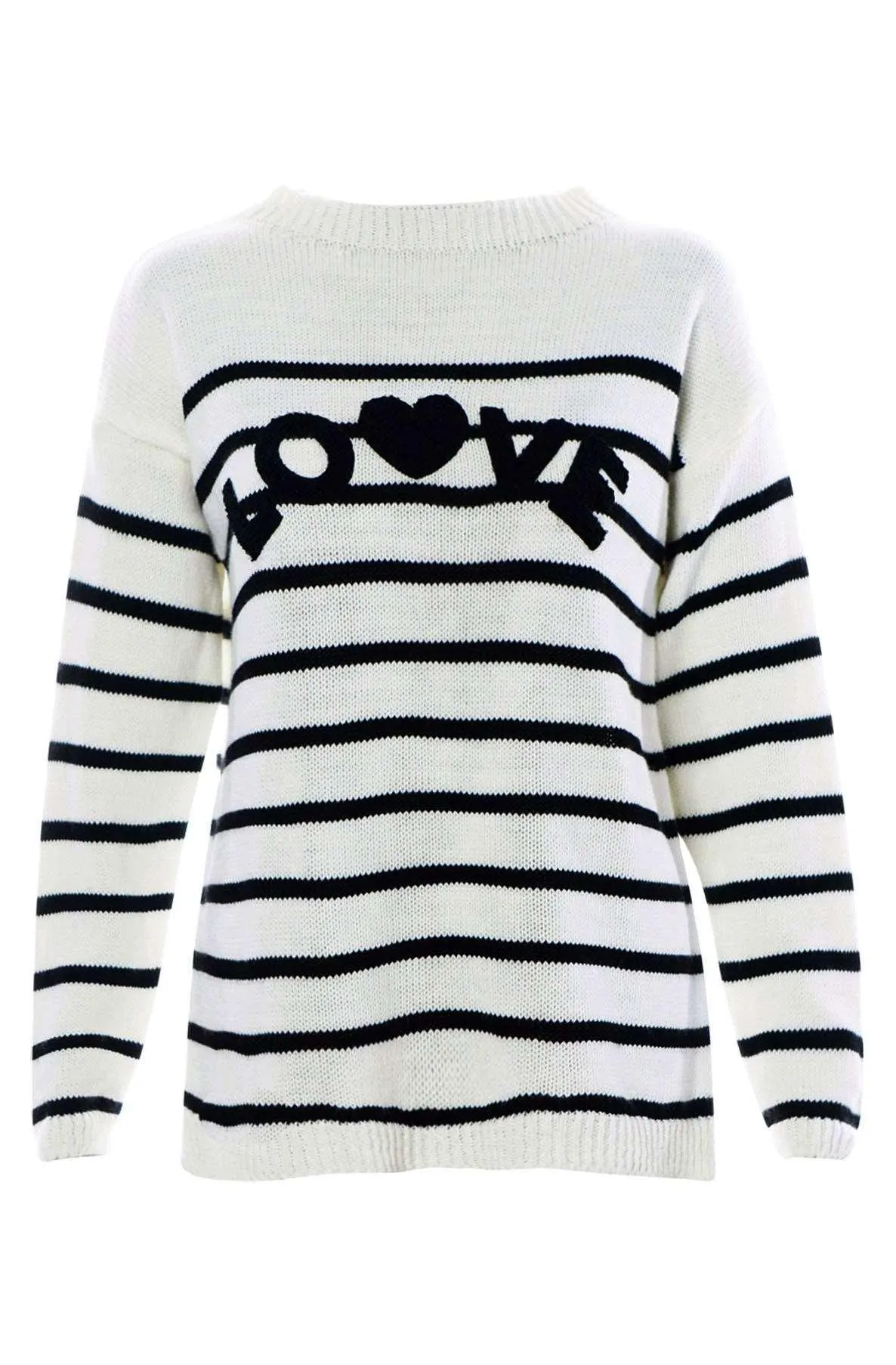 Bella Striped "love" knitted jumper