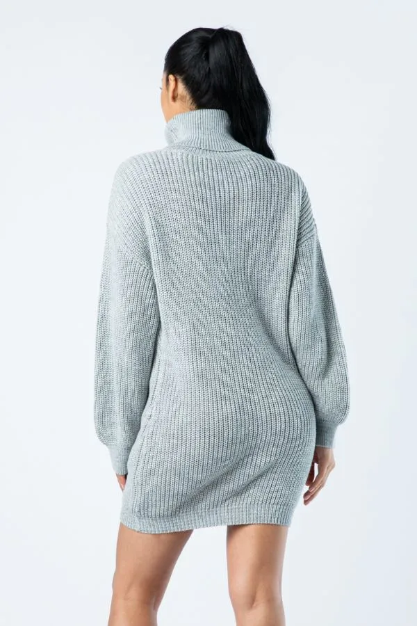 Big Knit Turtleneck Sweater Dress