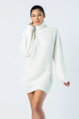 Big Knit Turtleneck Sweater Dress