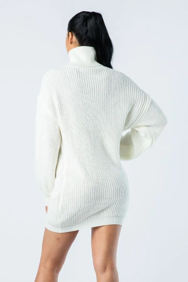 Big Knit Turtleneck Sweater Dress