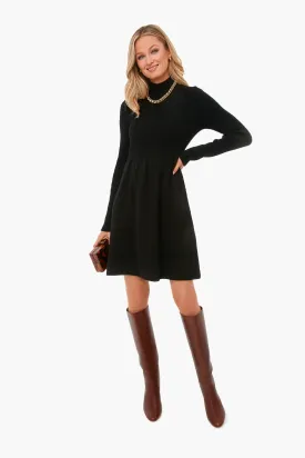 Black Turtleneck Peplum Sweater Dress