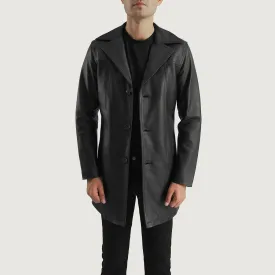 Brawnton Black Leather Coat