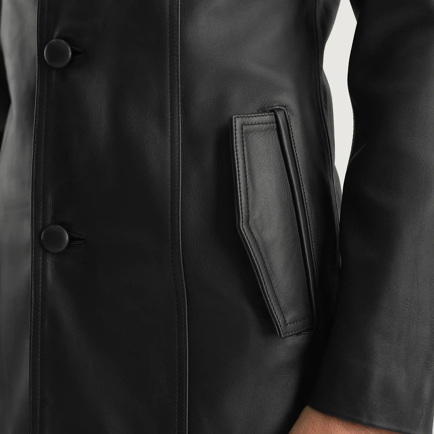 Brawnton Black Leather Coat