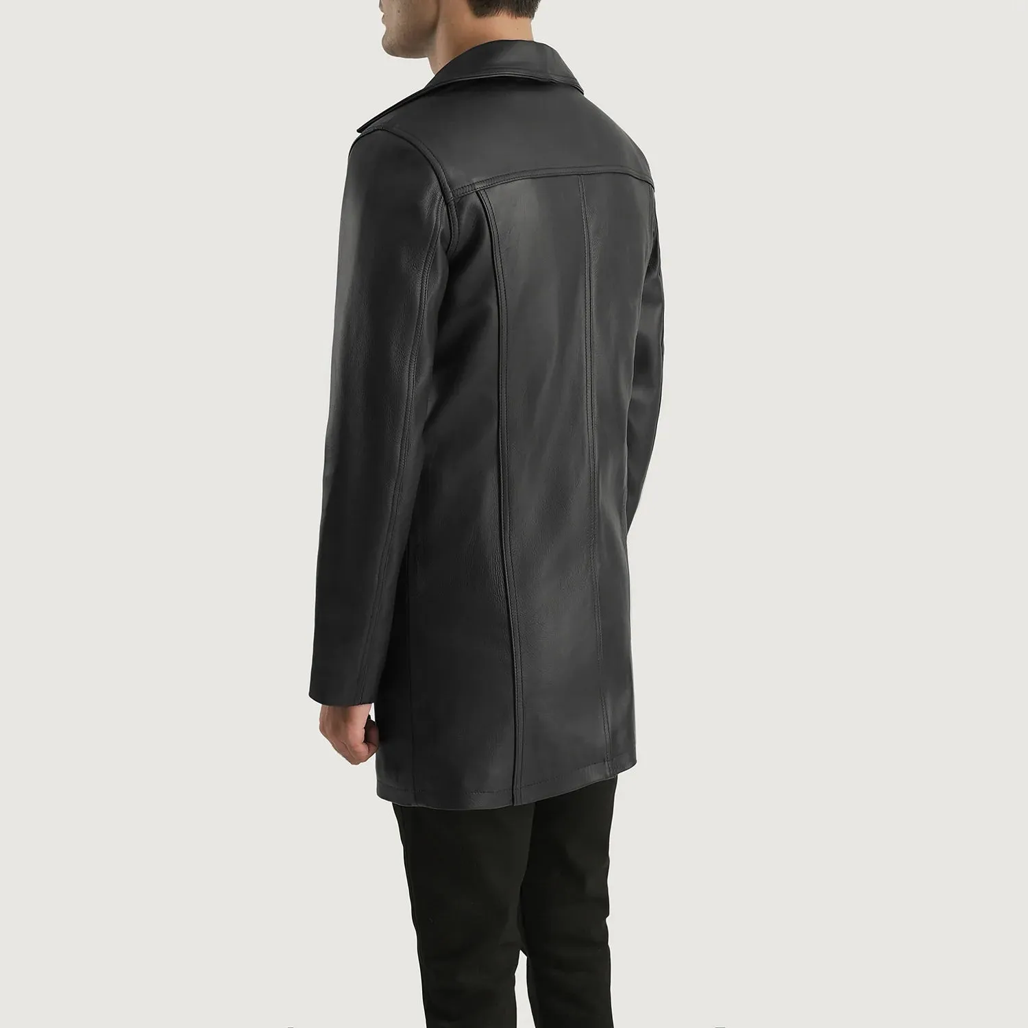 Brawnton Black Leather Coat