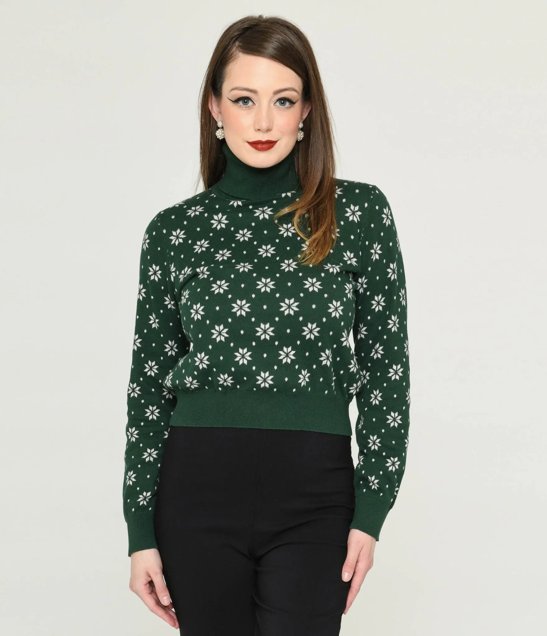 Bright & Beautiful Green & White Snowflake Sweater