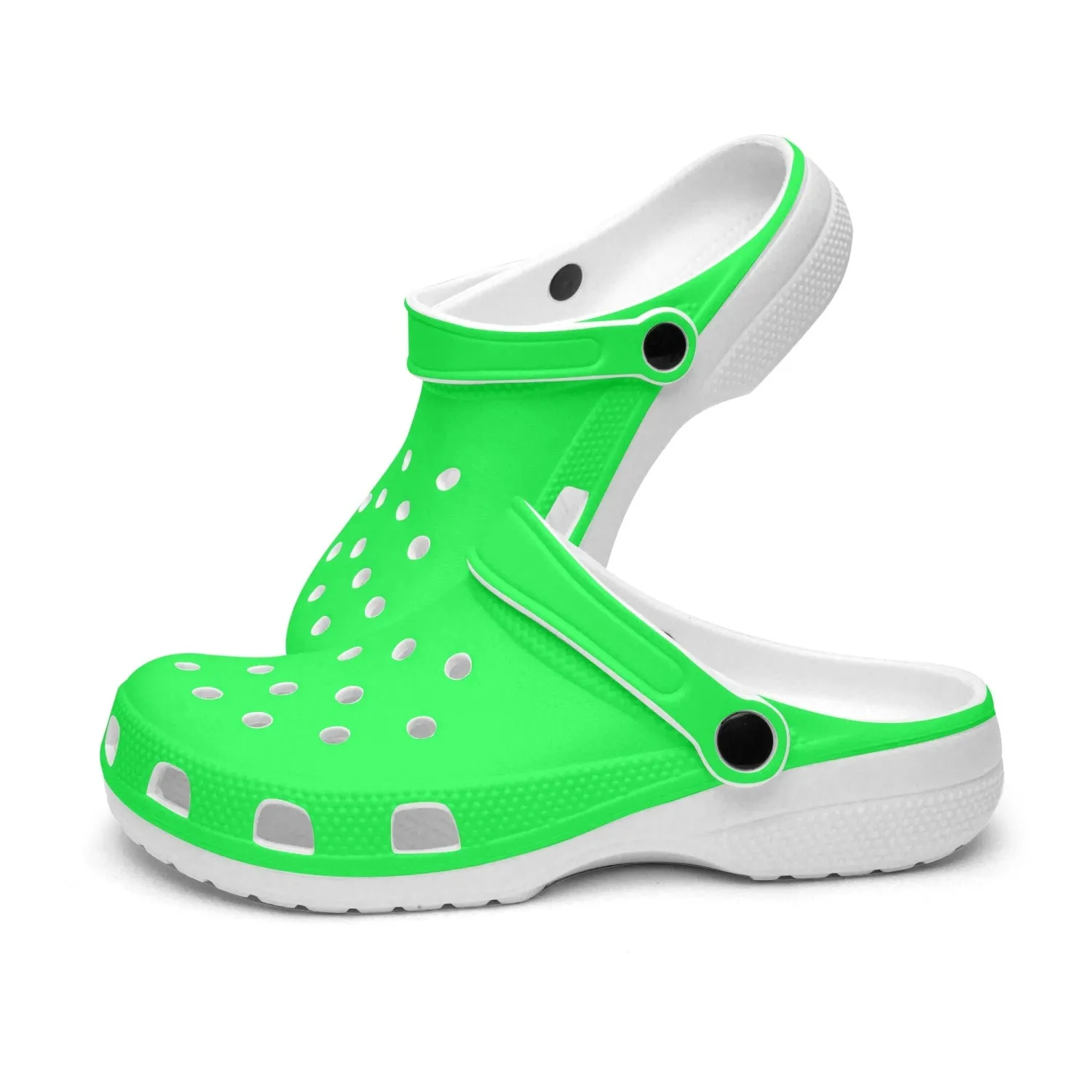 Bright Green Color Unisex Clogs, Best Solid Green Color Unisex Classic Lightweight Best Sandals For Men or Women