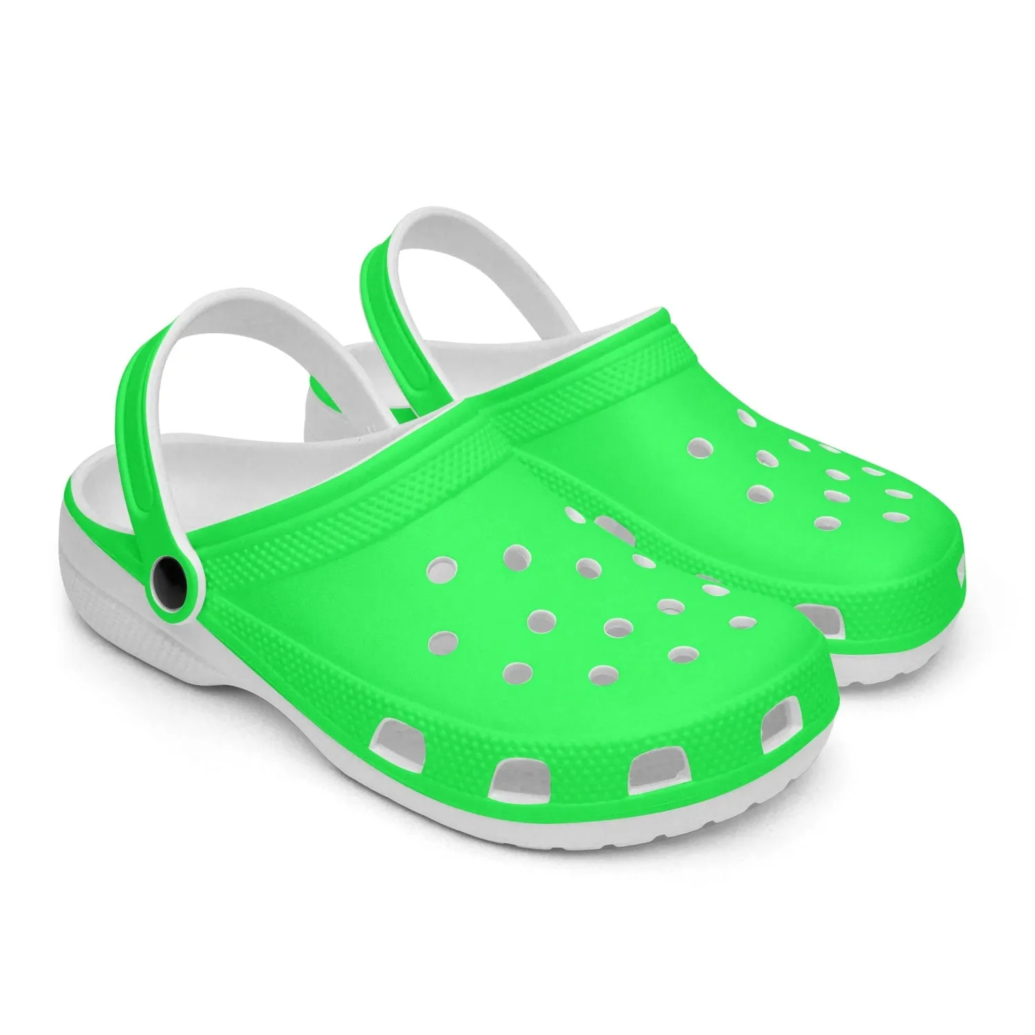 Bright Green Color Unisex Clogs, Best Solid Green Color Unisex Classic Lightweight Best Sandals For Men or Women