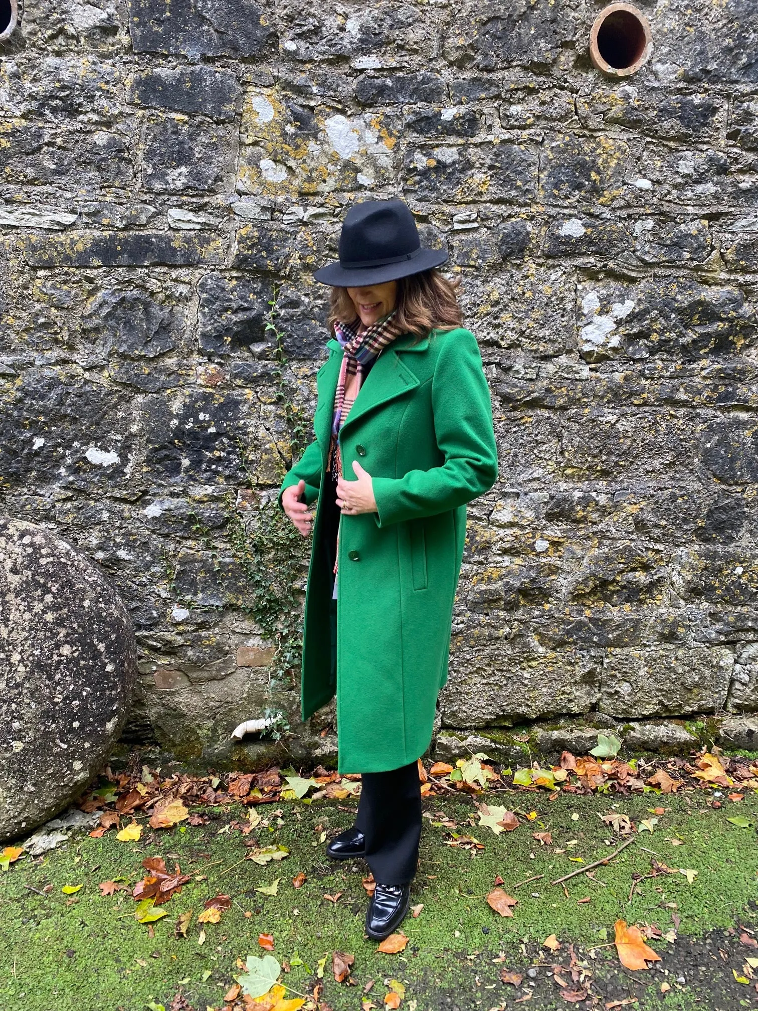 Christina Felix Long Flare Coat Green