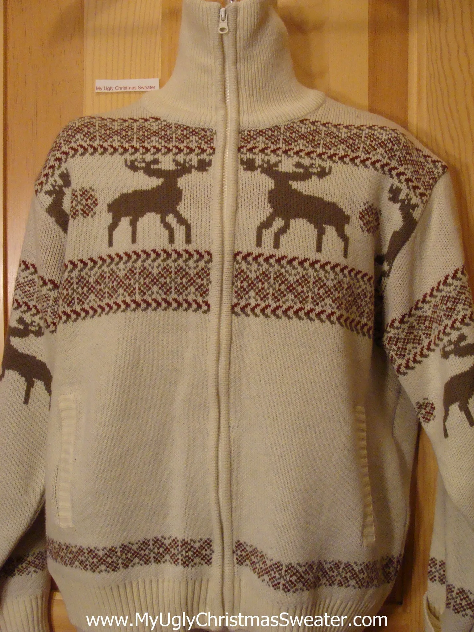 Christmas Sweater Vintage Reindeer Front and Back