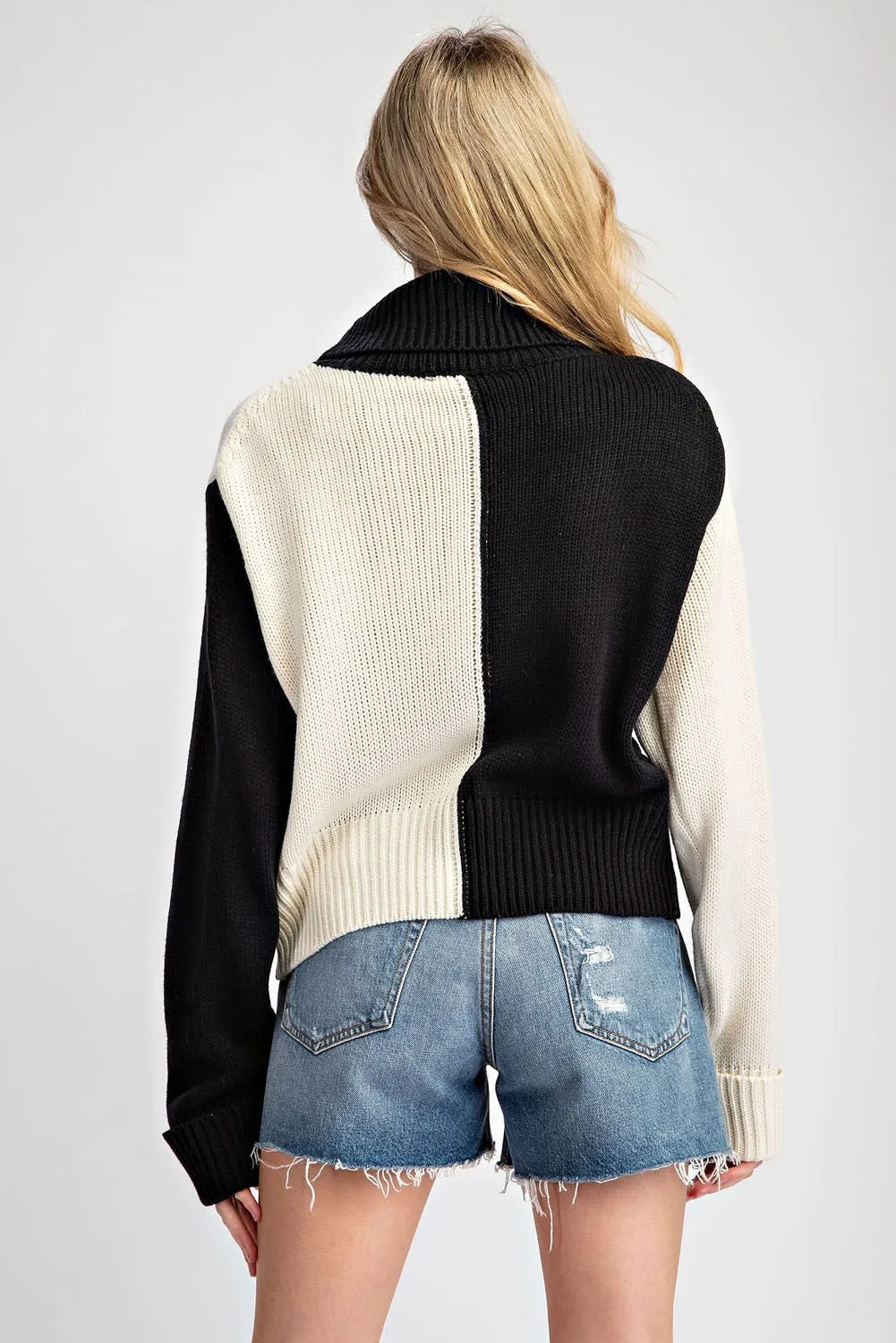 COLOUR BLOCK TURTLENECK SWEATER