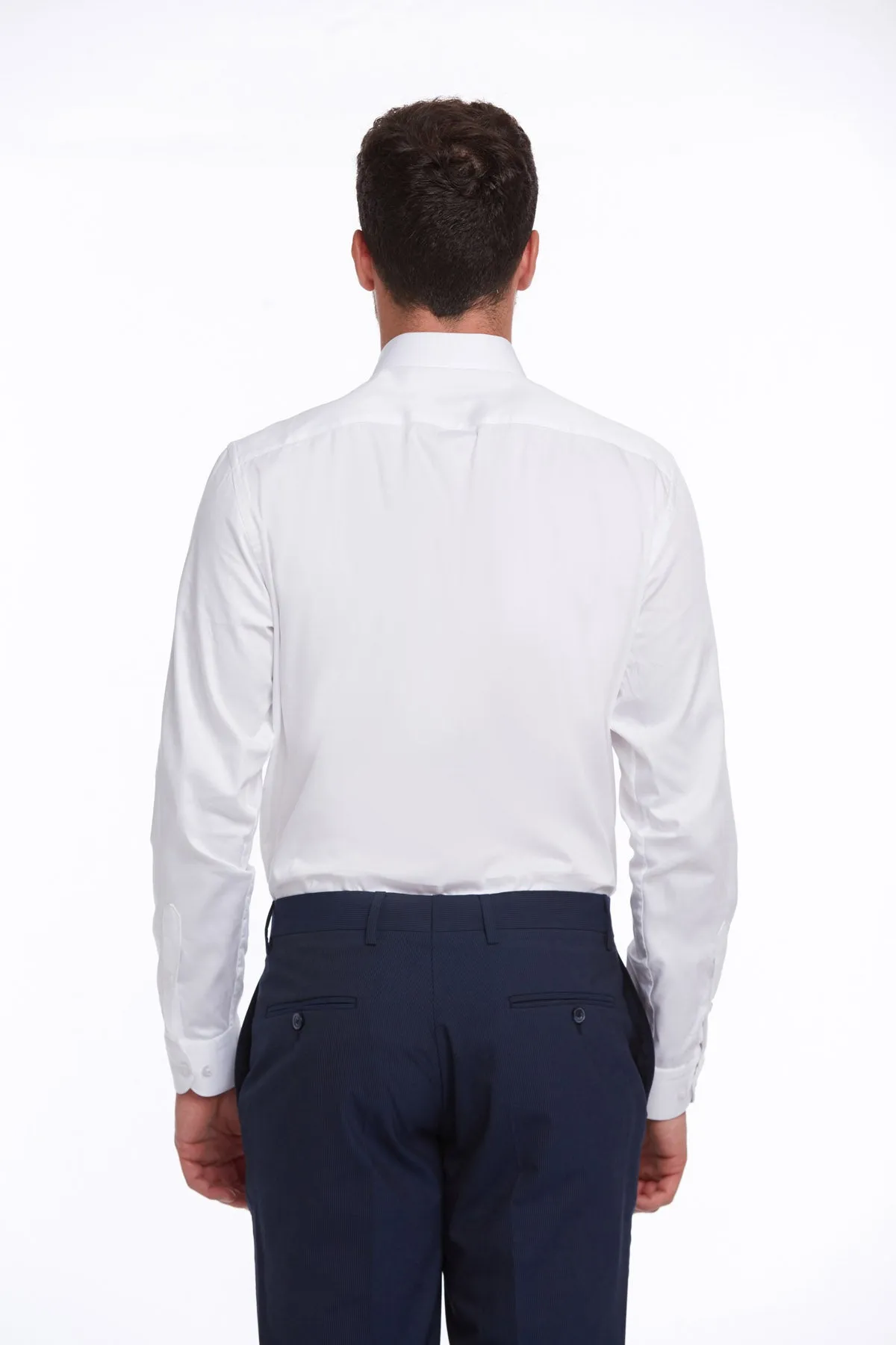 Comfort Fit Long Sleeve 100% Cotton White Dress Shirt