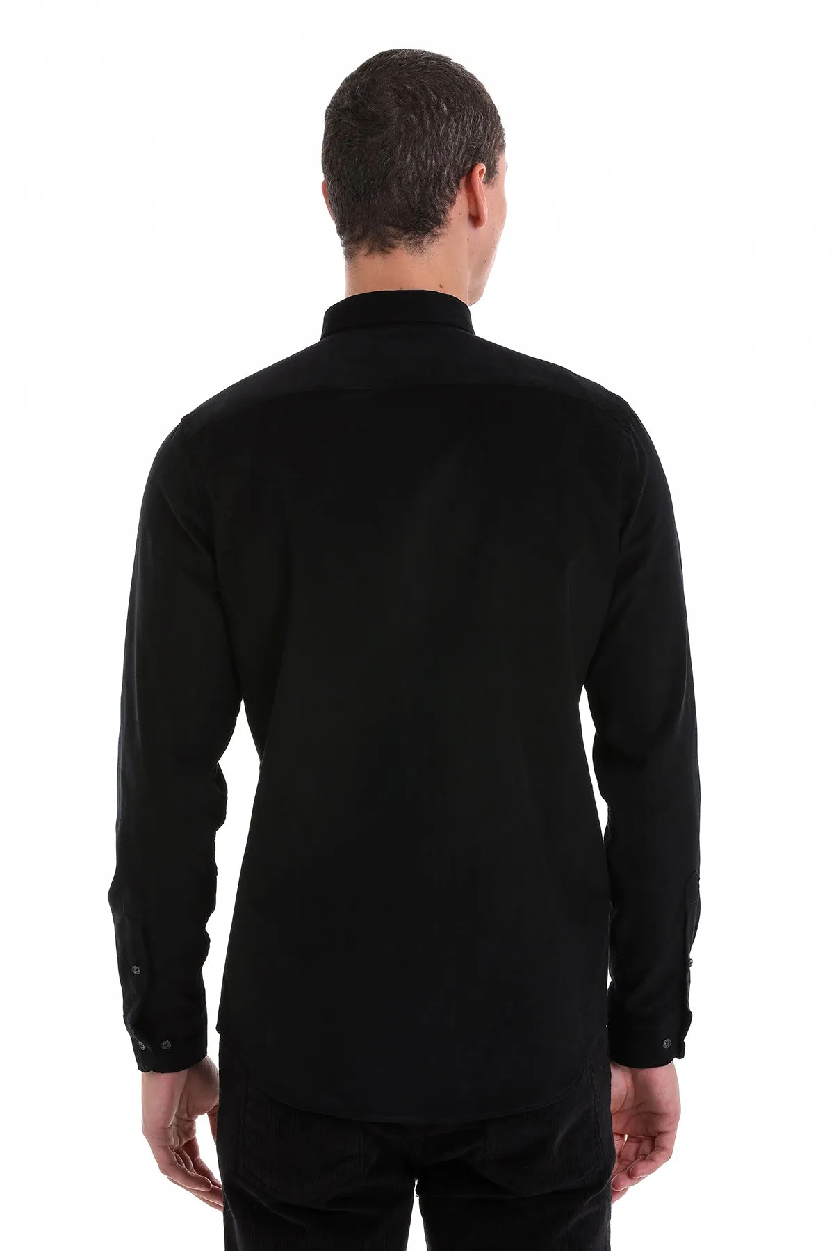 Comfort Fit Long Sleeve Cotton Black Casual Shirt