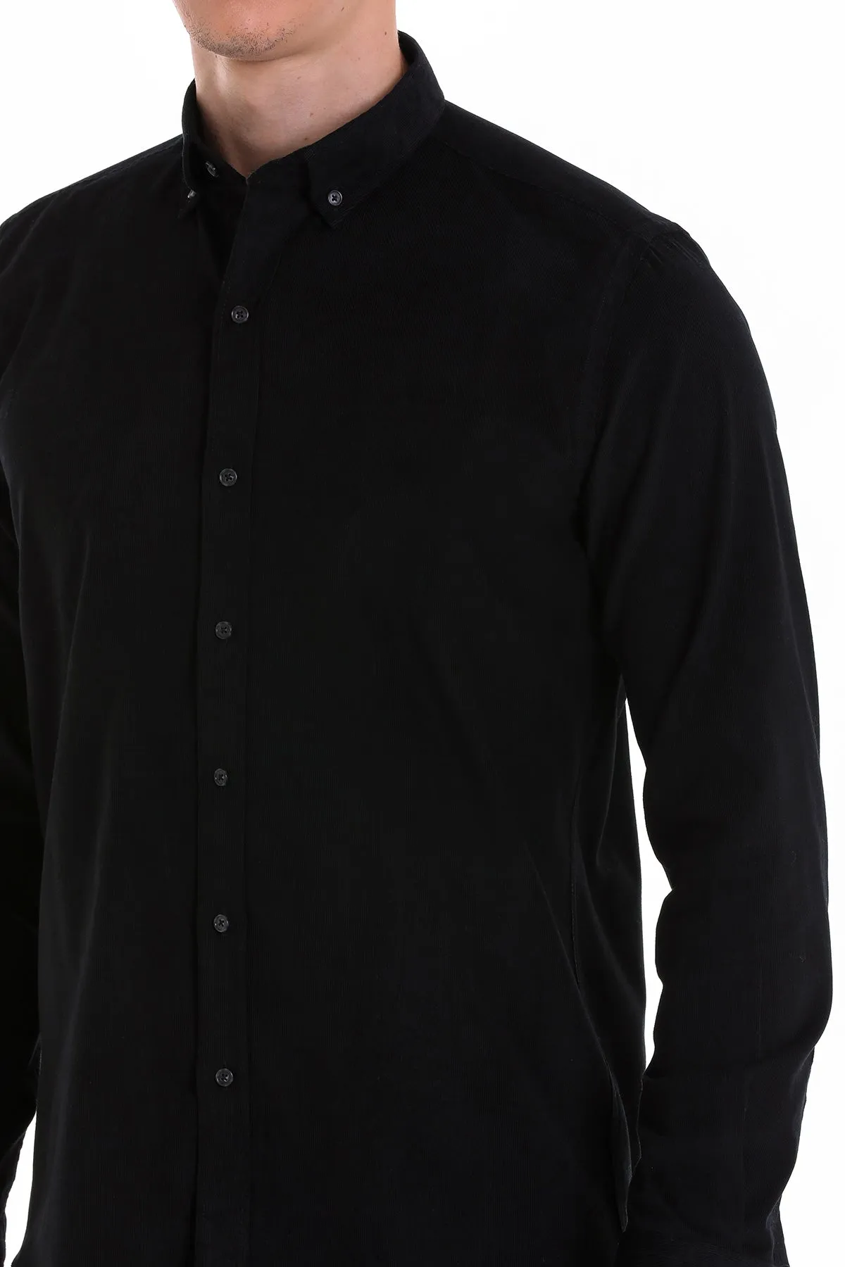 Comfort Fit Long Sleeve Cotton Black Casual Shirt