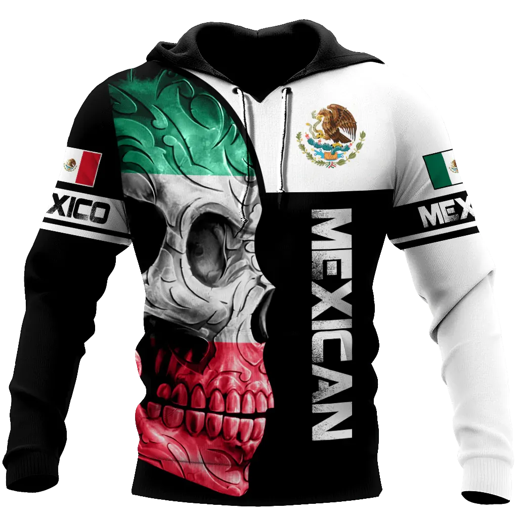 Coolspod Mexico Skull 3D Hoodie For Men And Women, Skull Mexican Hoodie