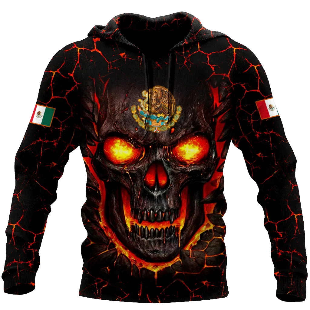 Coolspod Mexico Skull 3D Hoodie For Men And Women, Skull Mexican Hoodie