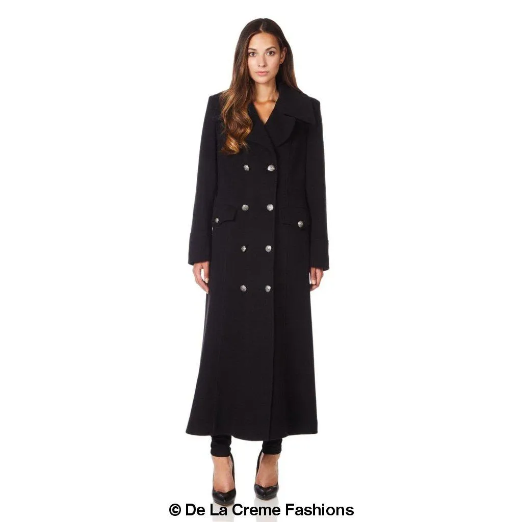 De La Creme Women's Wool and Cashmere Blend Maxi Coat (2004-WOOL)