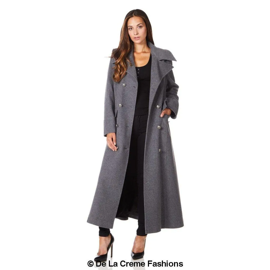 De La Creme Women's Wool and Cashmere Blend Maxi Coat (2004-WOOL)