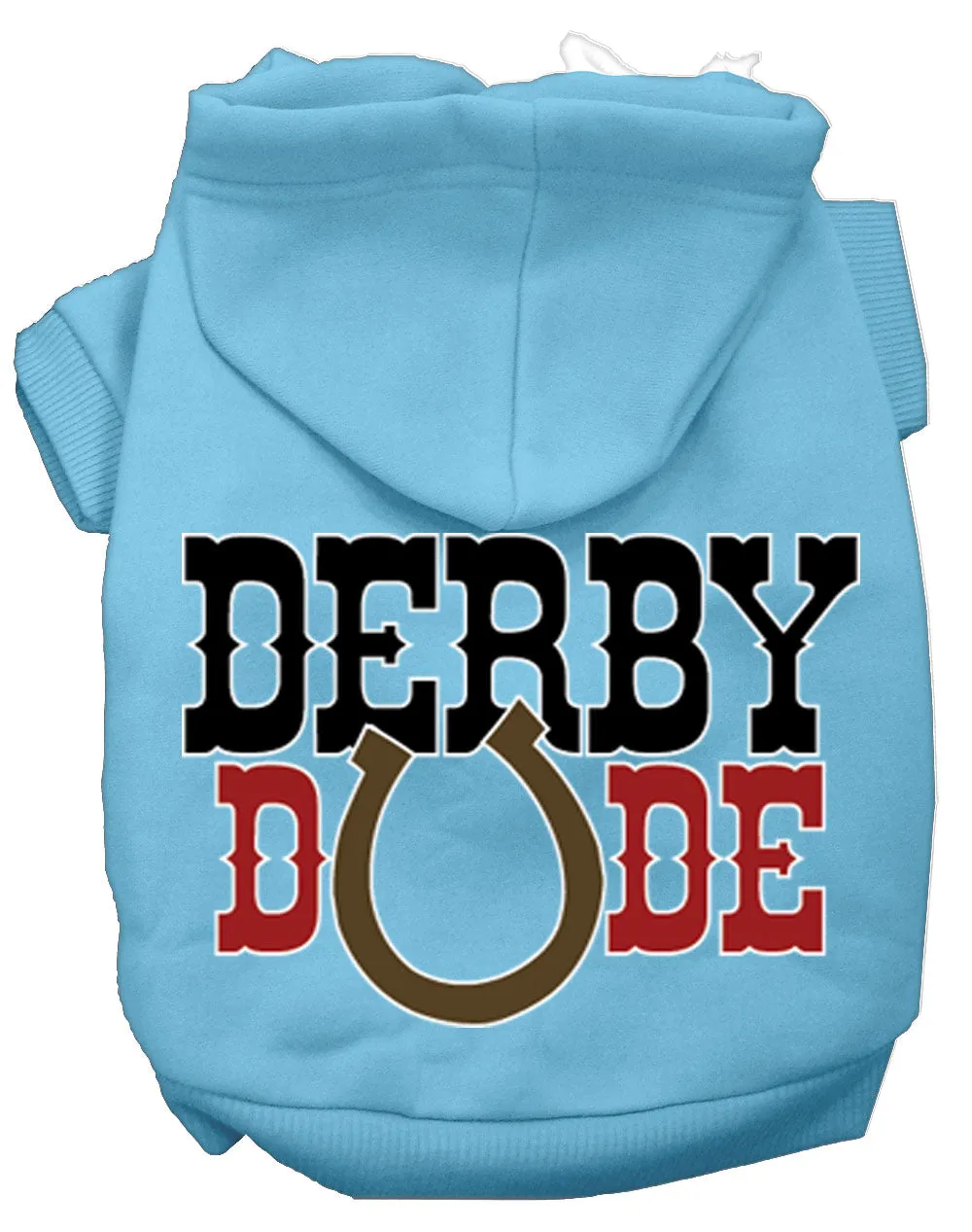 Derby Dude Screen Print Dog Hoodie Baby Blue L