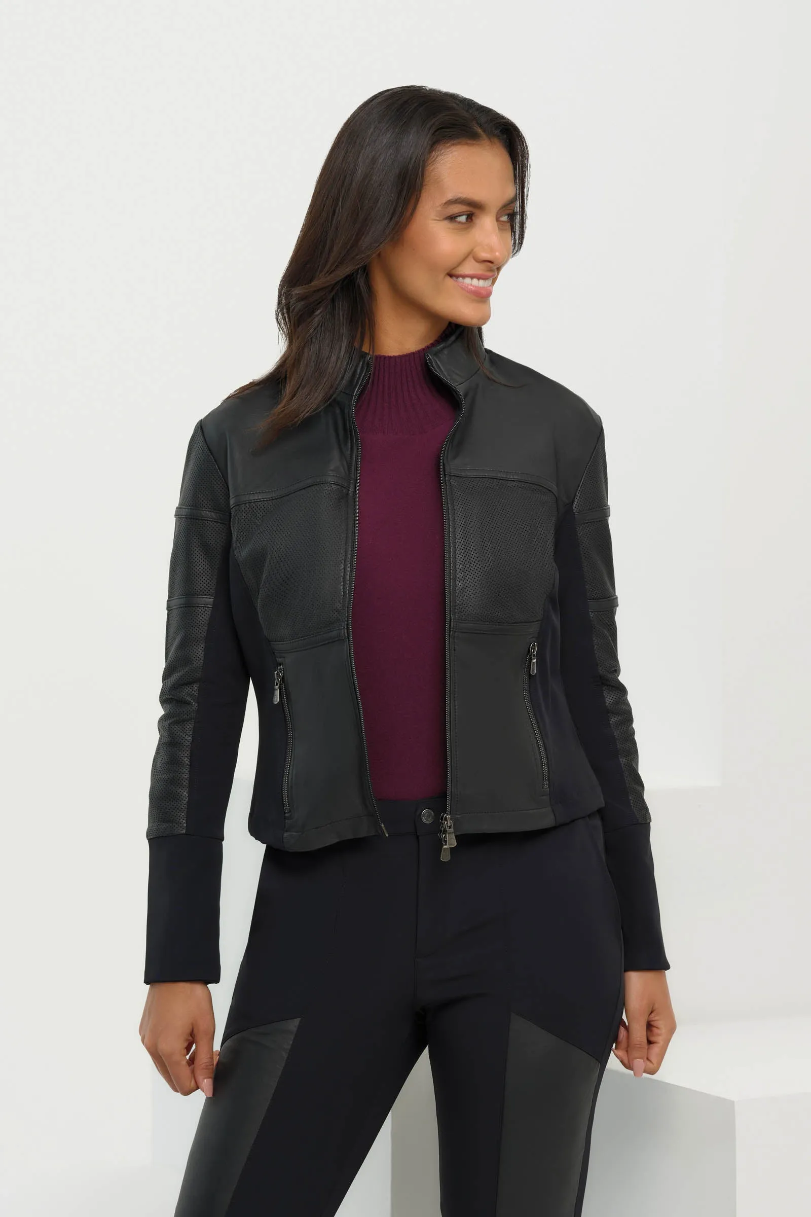 Erin Perforated Leather Jacket