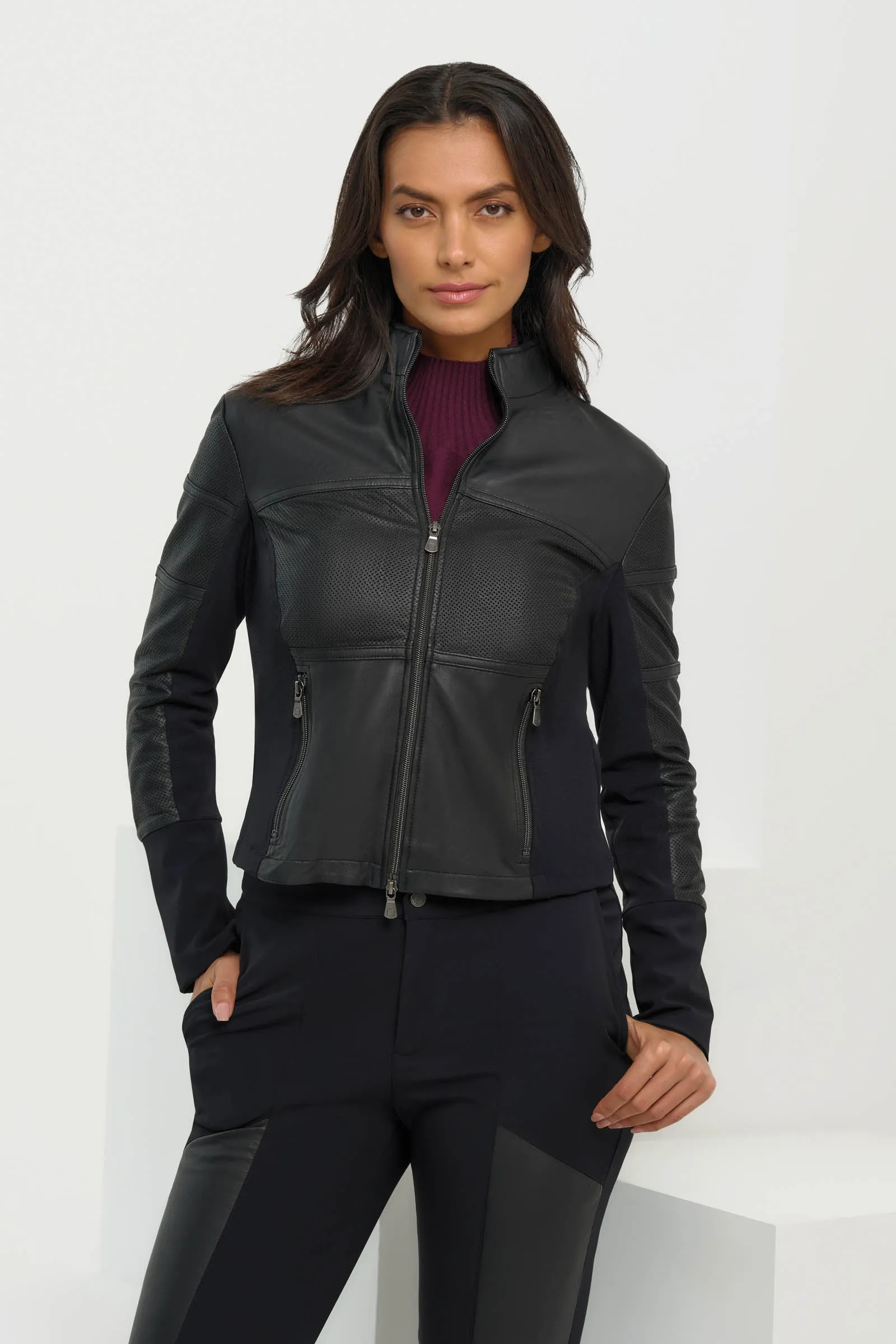 Erin Perforated Leather Jacket