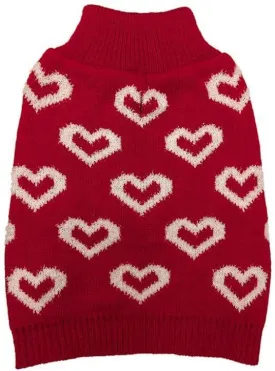 Fashion Pet All Over Hearts Dog Sweater Red - X-Small