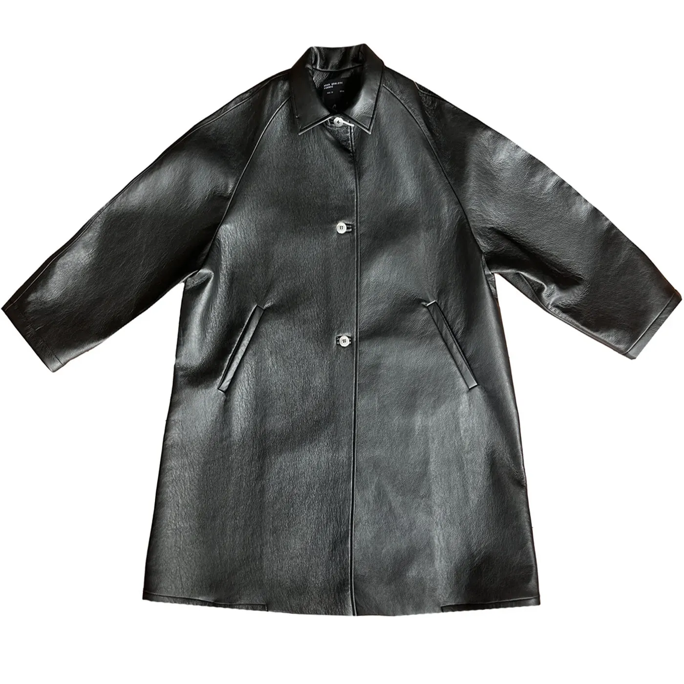 FAUX LEATHER COAT - BLACK