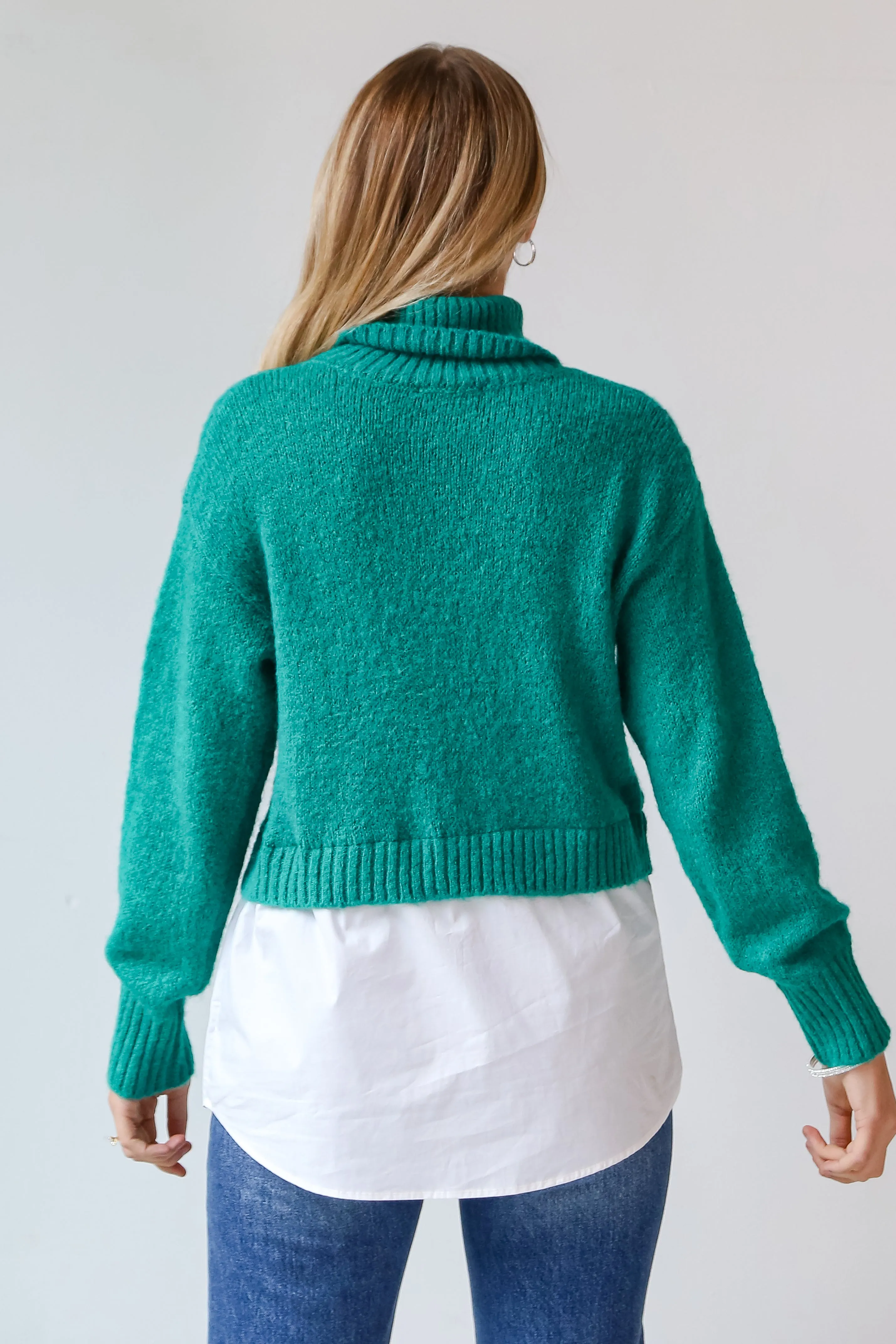 FINAL SALE - Do What You Love Green Cable Knit Sweater Blouse