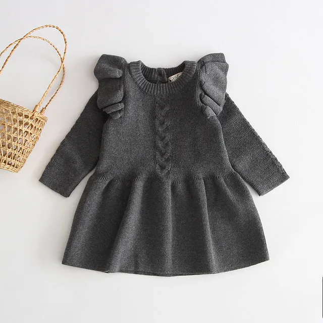 Frilled Sleeves Knitted Dress