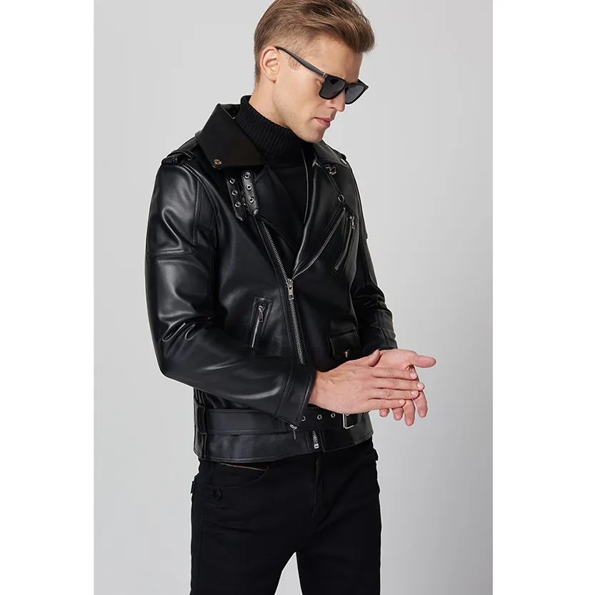 Funki Buys | Jackets | Men's Premium Faux Leather Biker Jacket