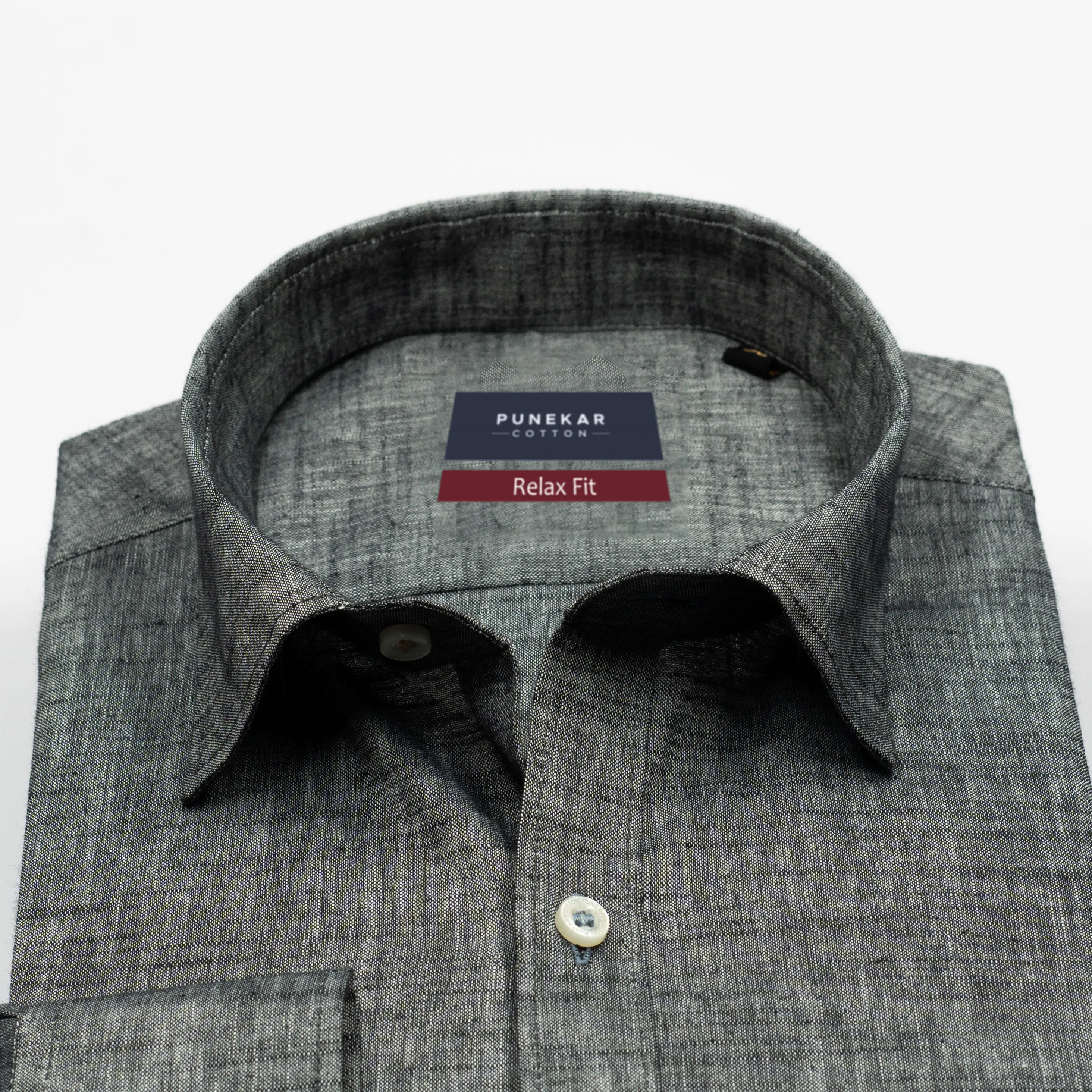 Grey Black Color Poly Cotton Shirt For Men