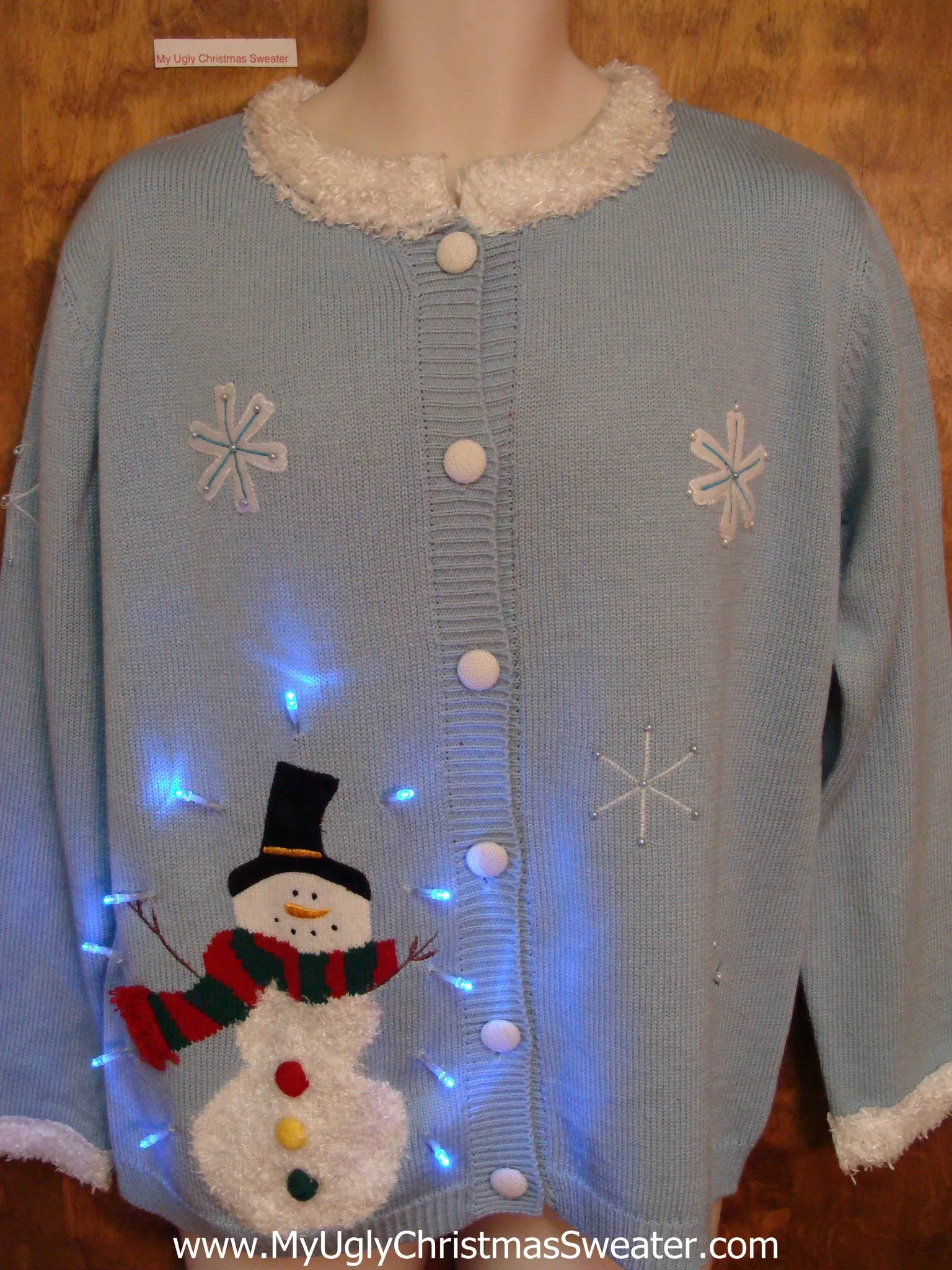 Happy Snowman Light Up Ugly Xmas Sweater