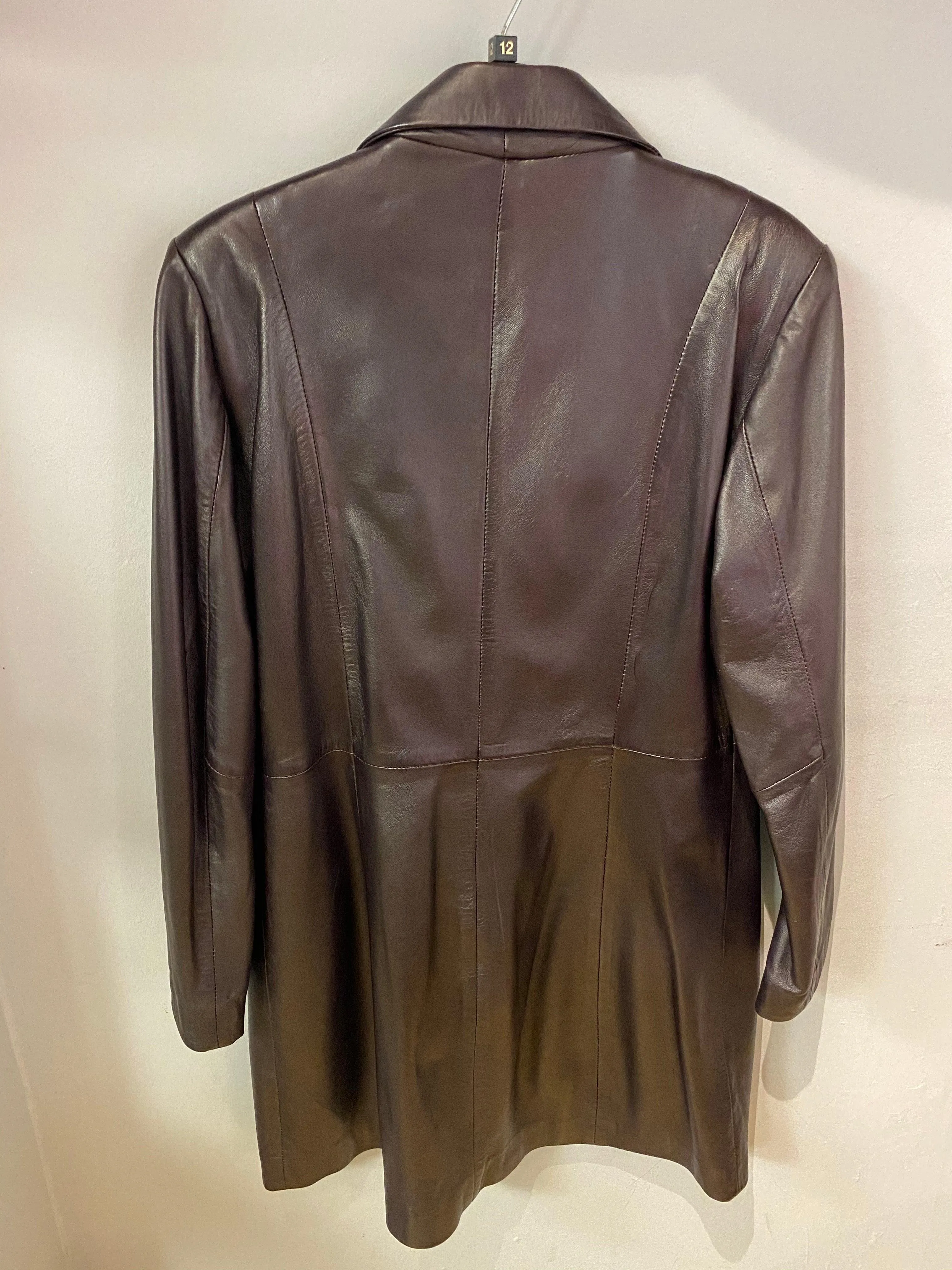 hElium Soft leather Coat Brown Fully Lined with Pockets UK Size 12