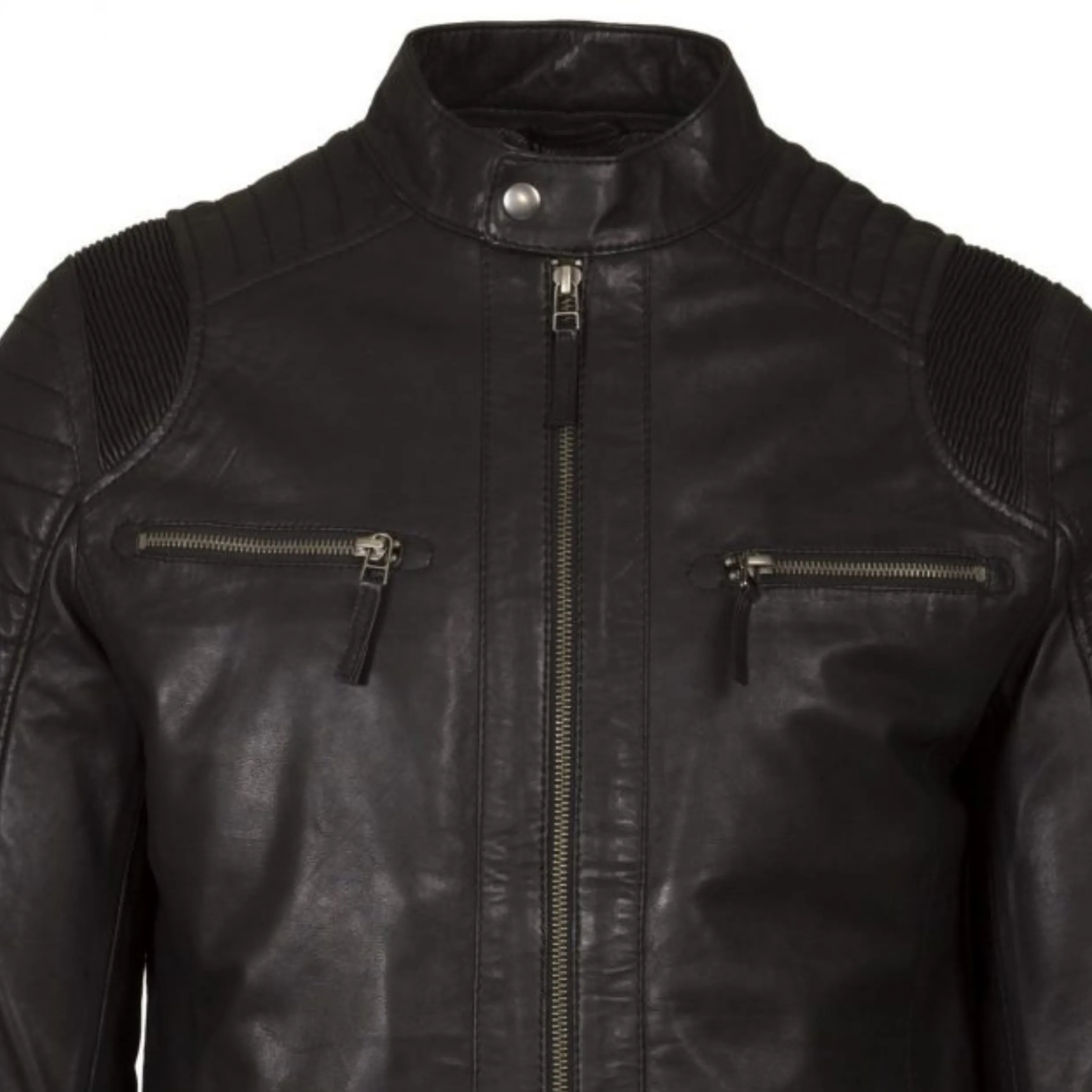 Helium Supersoft Nappa Leather Biker Jacket Paolo 5081 Black