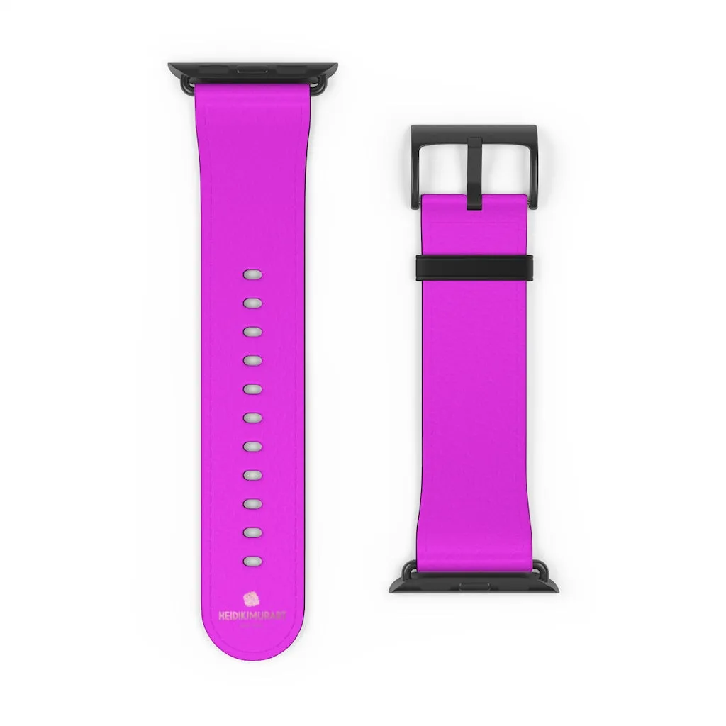 Hot Pink Apple Watch Band, Solid Color 38mm/42mm Minimalist Watch Bands- Made in USA