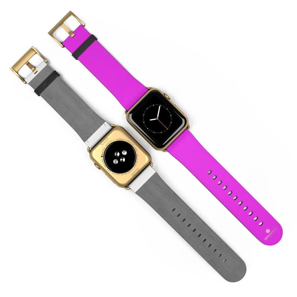 Hot Pink Apple Watch Band, Solid Color 38mm/42mm Minimalist Watch Bands- Made in USA