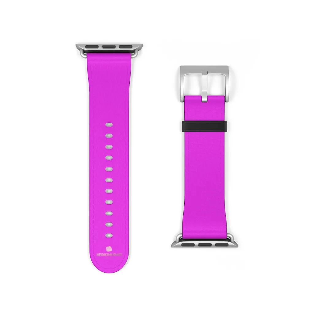 Hot Pink Apple Watch Band, Solid Color 38mm/42mm Minimalist Watch Bands- Made in USA