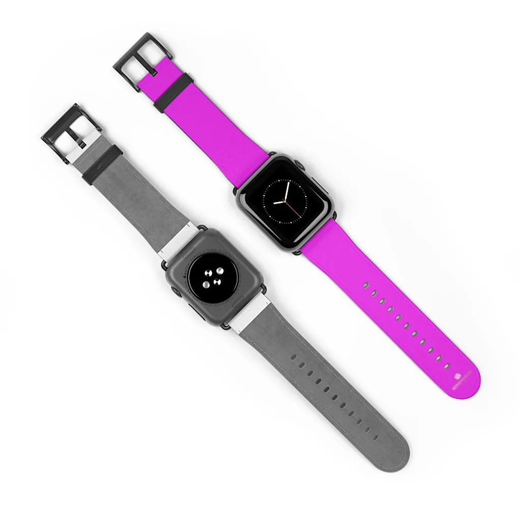 Hot Pink Apple Watch Band, Solid Color 38mm/42mm Minimalist Watch Bands- Made in USA