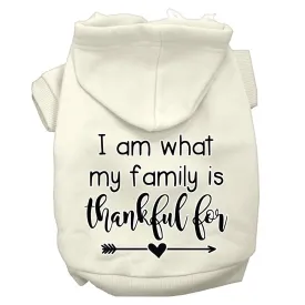 I Am What My Family Is Thankful For Screen Print Dog Hoodie Cream M