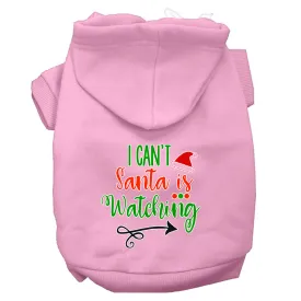 I Can't, Santa Is Watching Screen Print Dog Hoodie Light Pink Xl