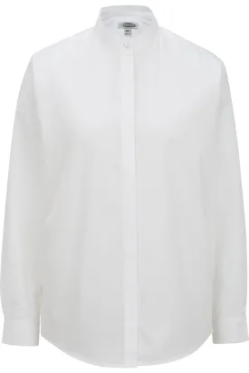 Ladies' Banded Collar Broadcloth Shirt - White