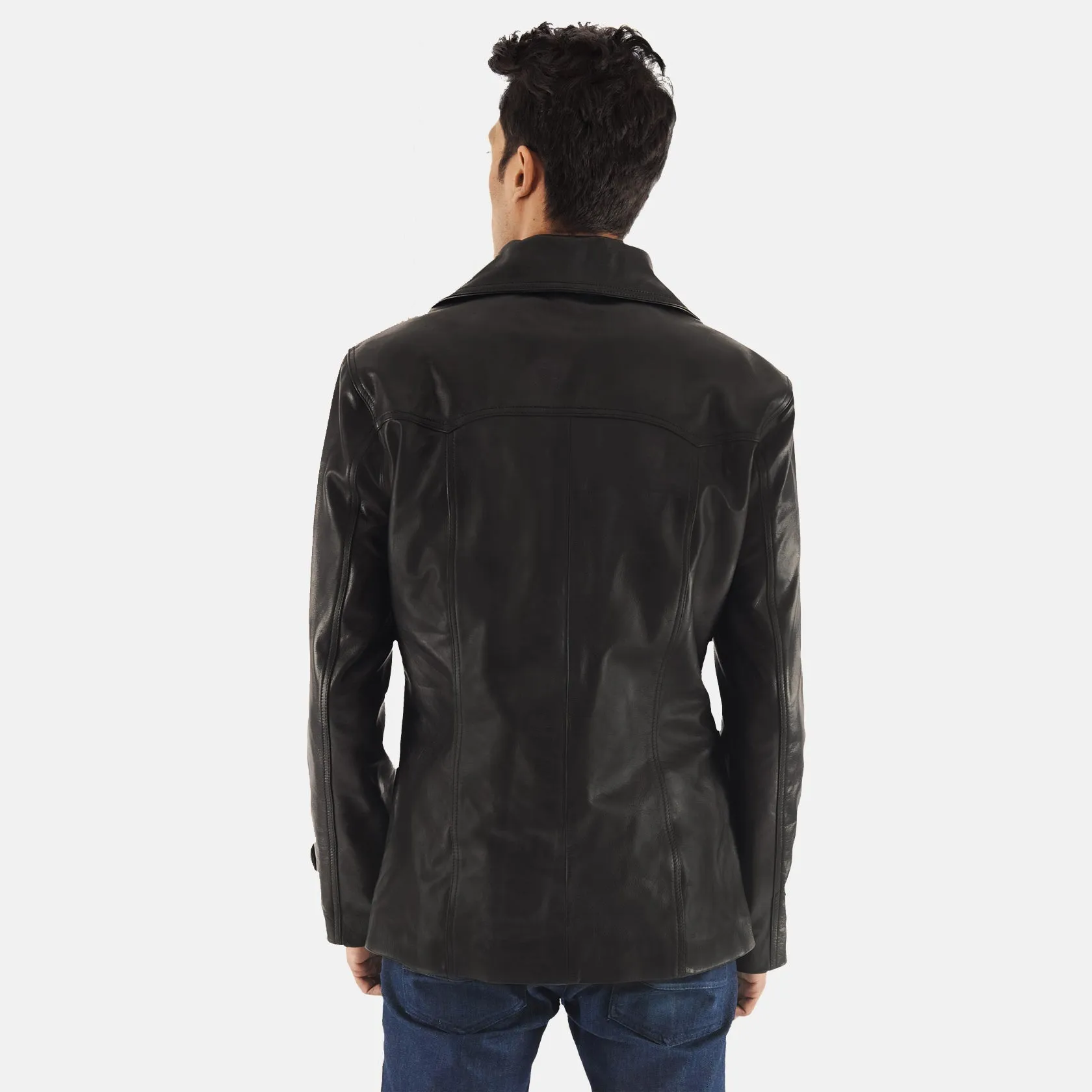 Leo Black Leather Coat