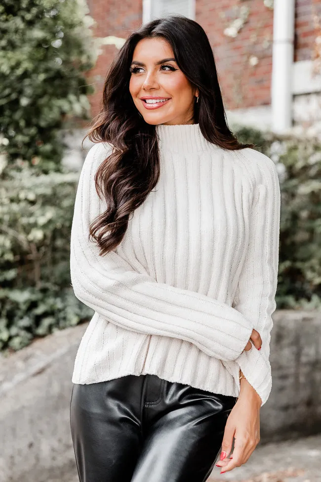 Letting You Go Ivory Chenille Turtleneck Sweater  FINAL SALE